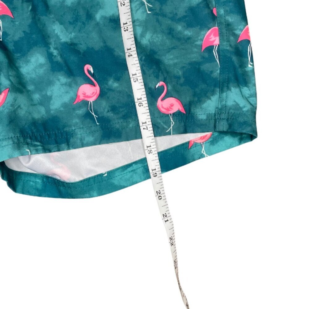 Old Navy Tropical Flamingo Swim Trunks Teal Tie Dye Board Shorts Summer Vibe L - Picture 9 of 13
